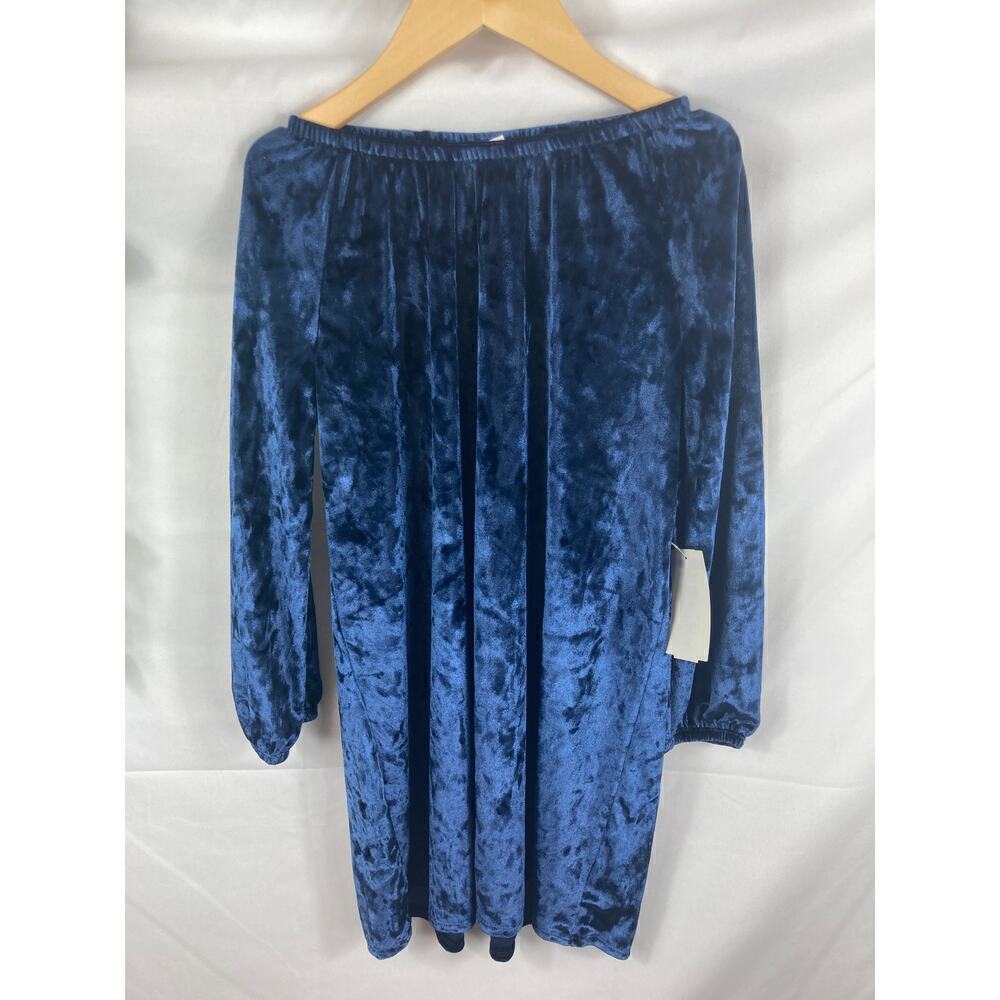 Harper Canyon Girls Blue Chinoise Crushed Velvet Long Sleeves Dress